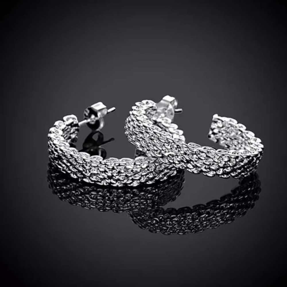 NEW 925 Sterling Silver Hoop Earrings - Picture 3 of 8